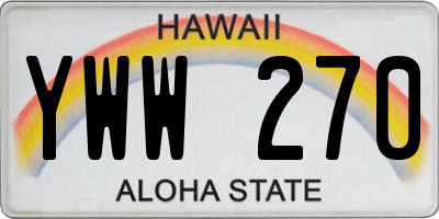 HI license plate YWW270