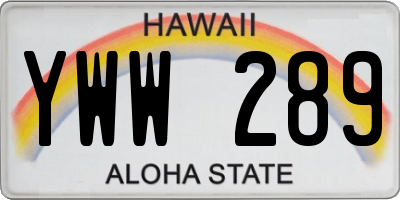 HI license plate YWW289