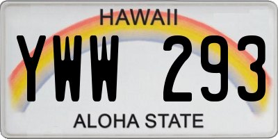 HI license plate YWW293