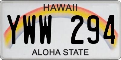 HI license plate YWW294