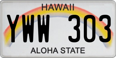 HI license plate YWW303