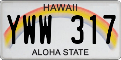 HI license plate YWW317