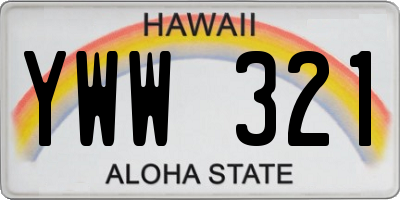 HI license plate YWW321