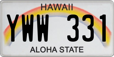 HI license plate YWW331