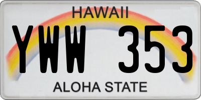 HI license plate YWW353