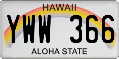 HI license plate YWW366