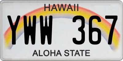 HI license plate YWW367