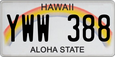 HI license plate YWW388