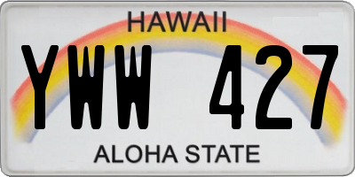 HI license plate YWW427