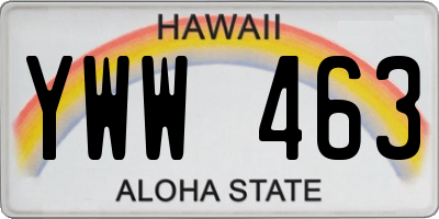 HI license plate YWW463