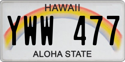HI license plate YWW477