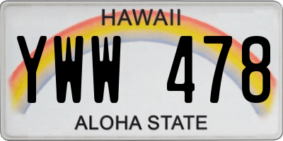 HI license plate YWW478
