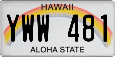 HI license plate YWW481