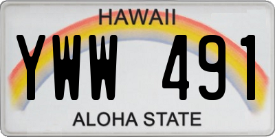 HI license plate YWW491