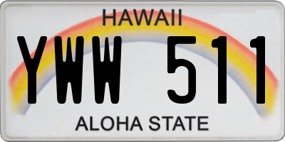 HI license plate YWW511