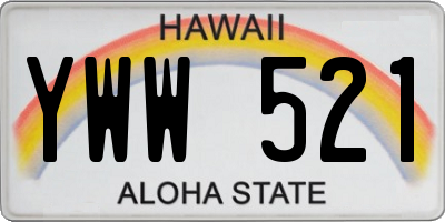 HI license plate YWW521