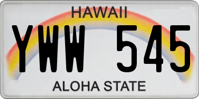 HI license plate YWW545