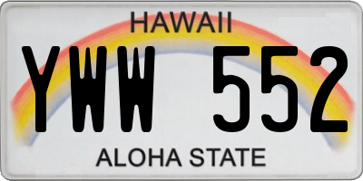 HI license plate YWW552