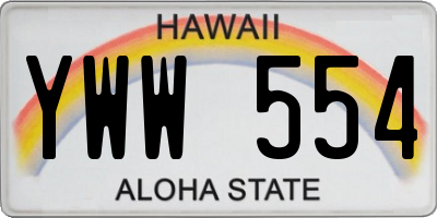 HI license plate YWW554