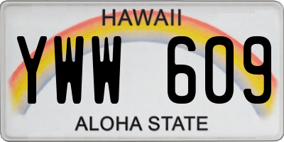 HI license plate YWW609
