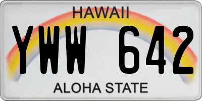 HI license plate YWW642