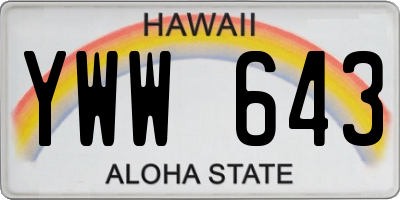 HI license plate YWW643