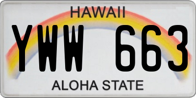 HI license plate YWW663