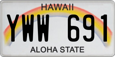 HI license plate YWW691