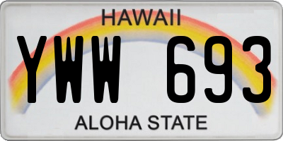 HI license plate YWW693