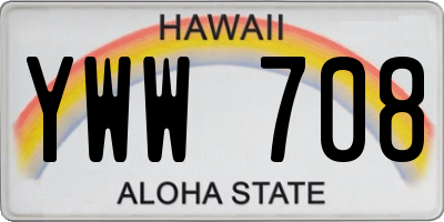 HI license plate YWW708