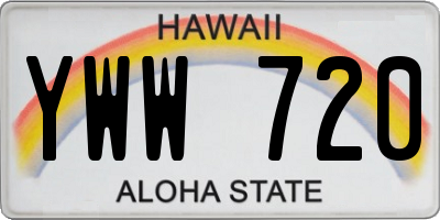 HI license plate YWW720