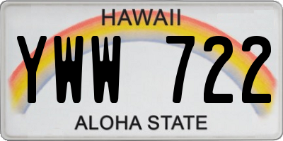 HI license plate YWW722