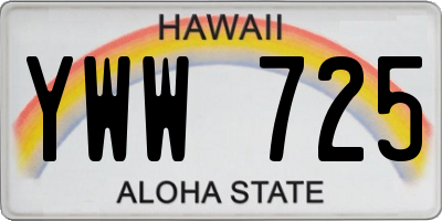 HI license plate YWW725
