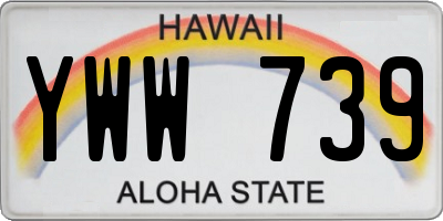 HI license plate YWW739