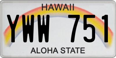 HI license plate YWW751