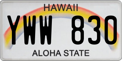 HI license plate YWW830