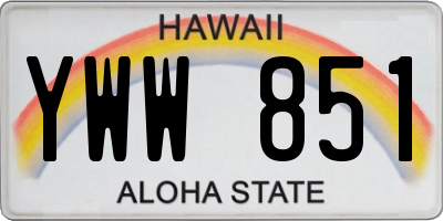 HI license plate YWW851