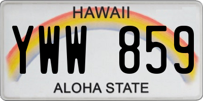 HI license plate YWW859