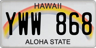 HI license plate YWW868