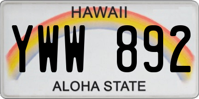 HI license plate YWW892