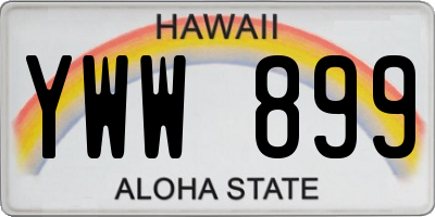 HI license plate YWW899