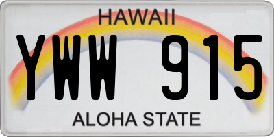HI license plate YWW915