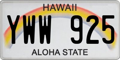 HI license plate YWW925