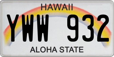HI license plate YWW932