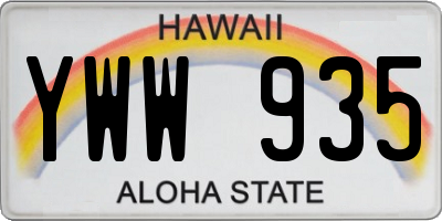 HI license plate YWW935