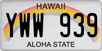 HI license plate YWW939
