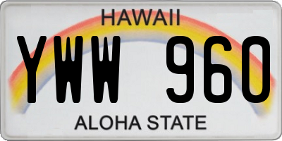 HI license plate YWW960