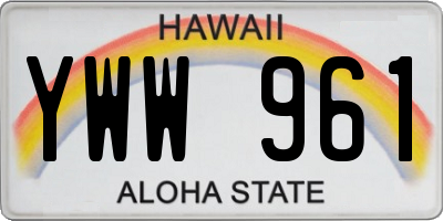 HI license plate YWW961
