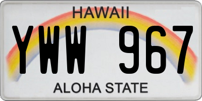 HI license plate YWW967