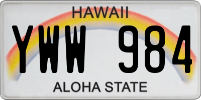 HI license plate YWW984
